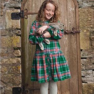 Relaxed Woven Check Dress Forest Green Check